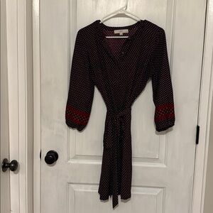 Ann Taylor LOFT Burgundy Patterned Dress
